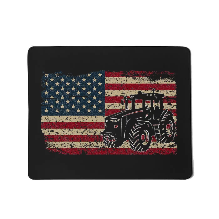 Farm Tractors USA Flag Patriotic Farming Gift Mousepad