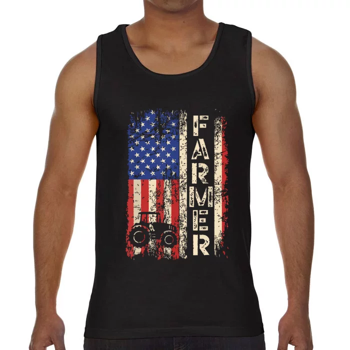 Farmer Tractors USA American Flag Patriotic Farming Gifts Comfort Colors® Tank Top