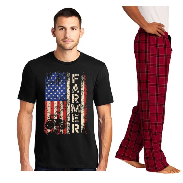 Farmer Tractors USA American Flag Patriotic Farming Gifts Pajama Set