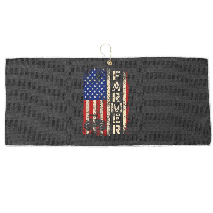 Farmer Tractors USA American Flag Patriotic Farming Gifts Large Microfiber Waffle Golf Towel