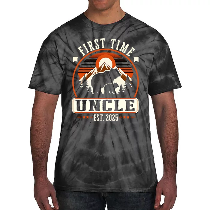 First Time Uncle Est 2025 For New Dad Funny Fathers Day Tie-Dye T-Shirt