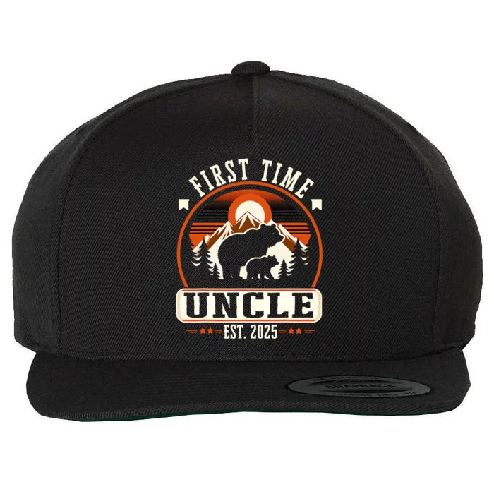 First Time Uncle Est 2025 For New Dad Funny Fathers Day Wool Snapback Cap