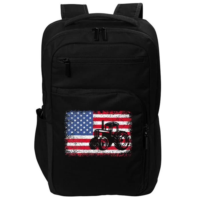 Farm Tractors USA Flag Patriotic Farming Gift Impact Tech Backpack