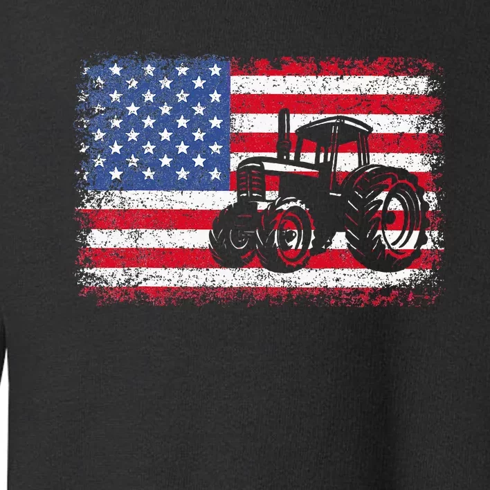 Farm Tractors USA Flag Patriotic Farming Gift Toddler Sweatshirt