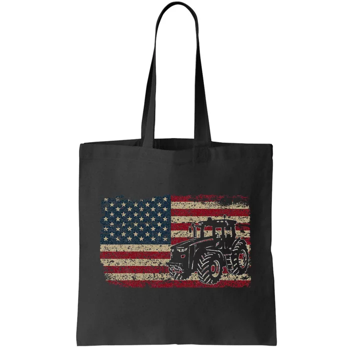 Farm Tractors USA Flag Patriotic Farming Gift Tote Bag