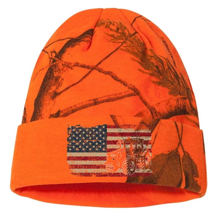 Farm Tractors USA Flag Patriotic Farming Gift Kati - 12in Camo Beanie