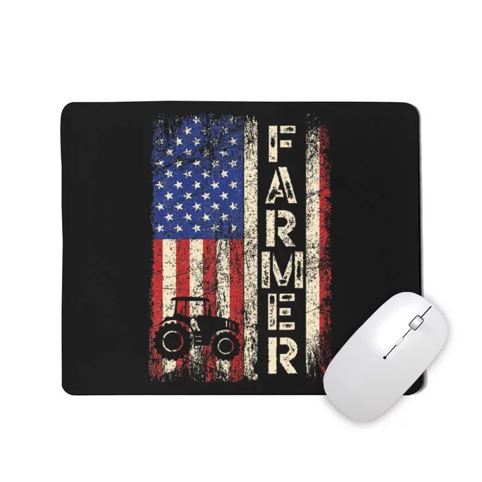 Farmer Tractors USA American Flag Patriotic Farming Gifts Mousepad