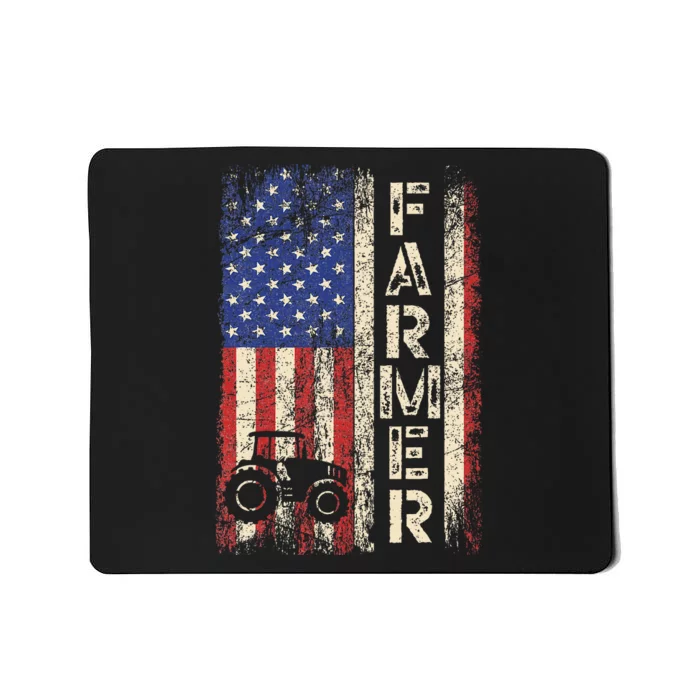 Farmer Tractors USA American Flag Patriotic Farming Gifts Mousepad