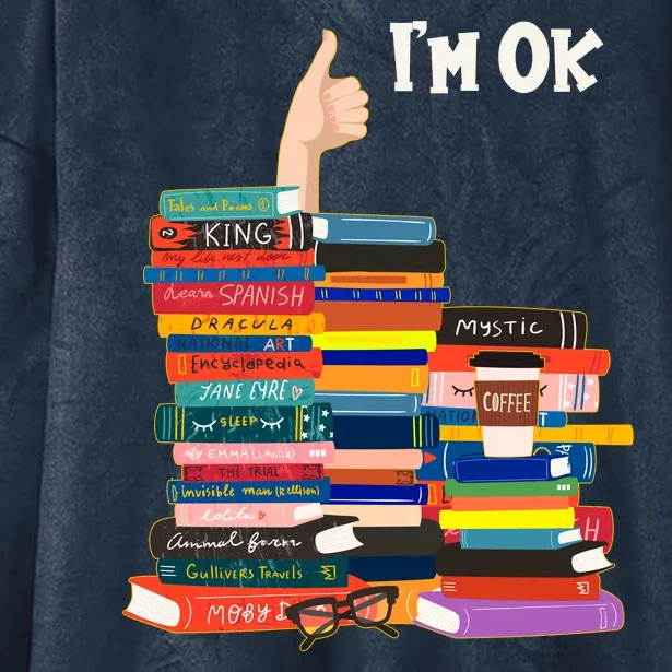 Funny Thumbs Up I'm Ok Book Lover Hooded Wearable Blanket