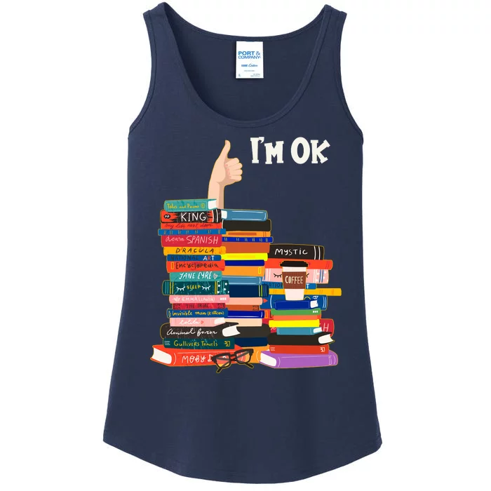 Funny Thumbs Up I'm Ok Book Lover Ladies Essential Tank