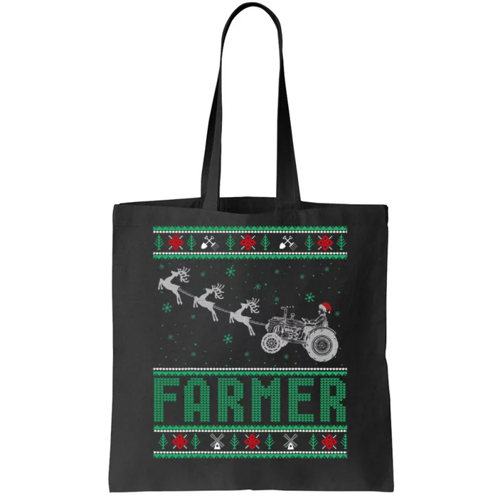 Farmer Tractors Ugly Christmas Xmas Sweater Tote Bag