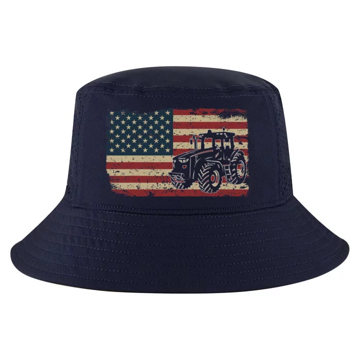 Farm Tractors USA Flag Patriotic Farming Gift Cool Comfort Performance Bucket Hat