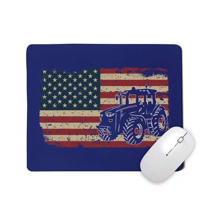 Farm Tractors USA Flag Patriotic Farming Gift Mousepad