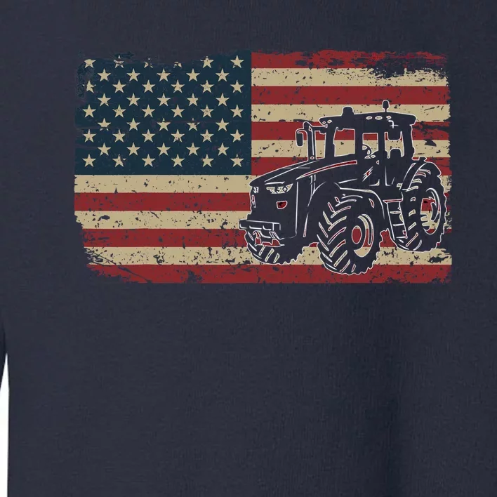 Farm Tractors USA Flag Patriotic Farming Gift Toddler Sweatshirt