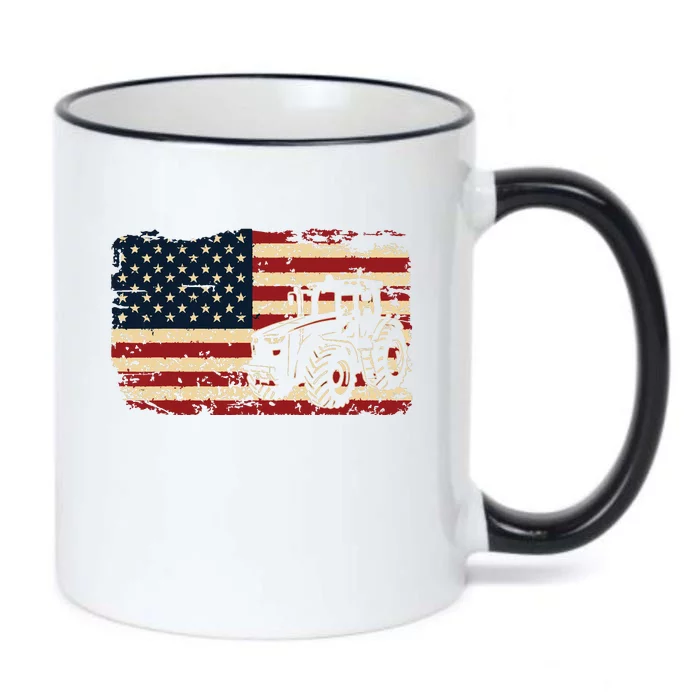 Farm Tractors Usa Flag Patriotic Farming Gift Black Color Changing Mug