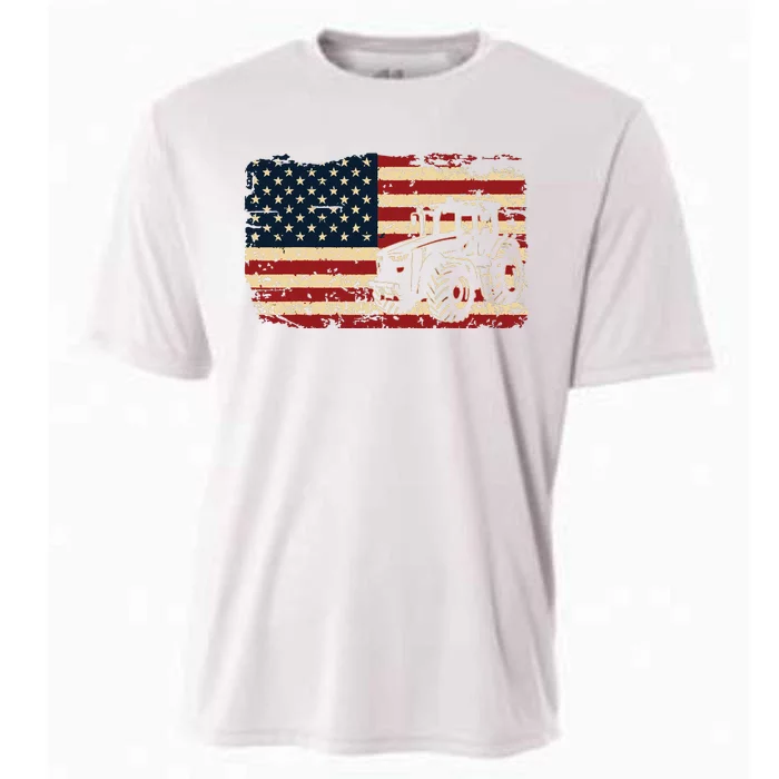 Farm Tractors Usa Flag Patriotic Farming Gift Cooling Performance Crew T-Shirt