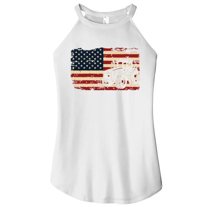 Farm Tractors Usa Flag Patriotic Farming Gift Women’s Perfect Tri Rocker Tank