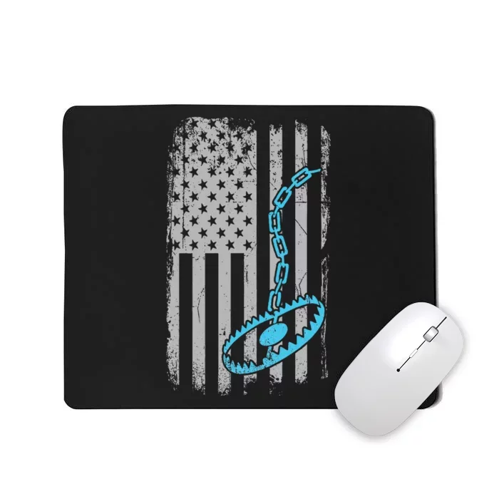 Fur Trapper US American Flag Cool Outdoor Trapping Gear Mousepad