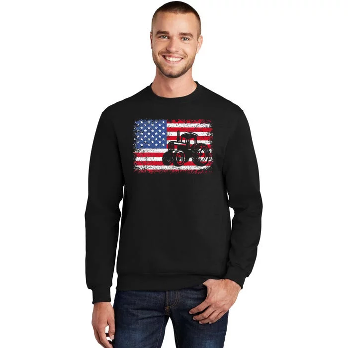 Farm Tractors Usa Flag Patriotic Farming Sweatshirt