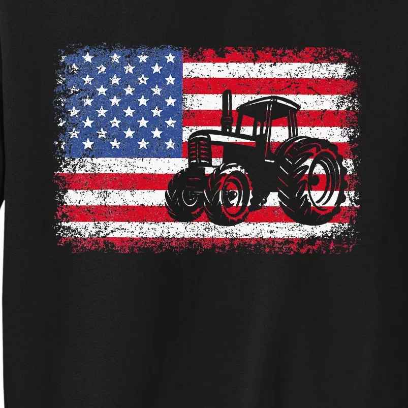 Farm Tractors Usa Flag Patriotic Farming Sweatshirt