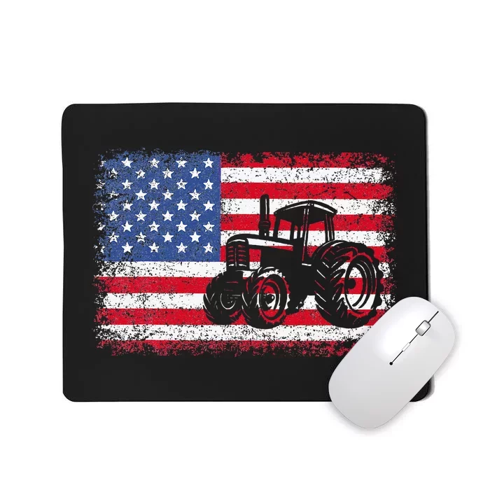 Farm Tractors USA Flag Patriotic Farming Gift Mousepad