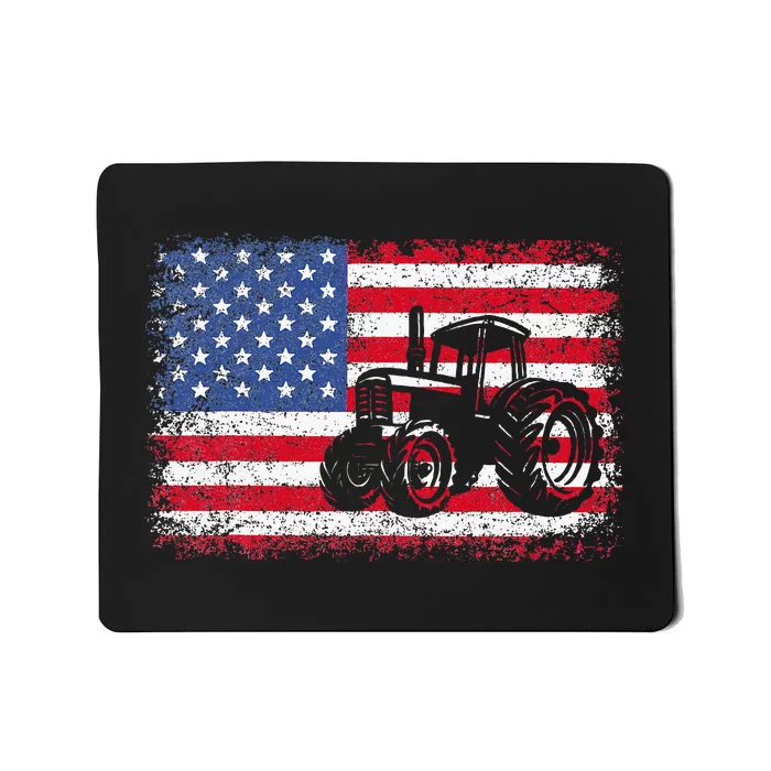 Farm Tractors USA Flag Patriotic Farming Gift Mousepad