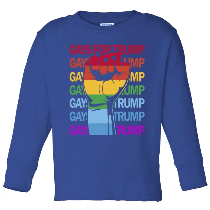 For Trump Usa Flag Pro Reelect Trump 2024 Lgbtq Flag Gift Toddler Long Sleeve Shirt