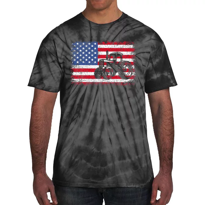 Farm Tractors Usa Flag Patriotic Farming Gift Tie-Dye T-Shirt