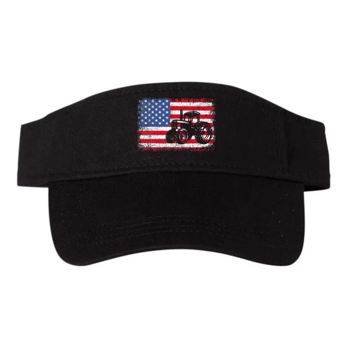 Farm Tractors Usa Flag Patriotic Farming Gift Valucap Bio-Washed Visor