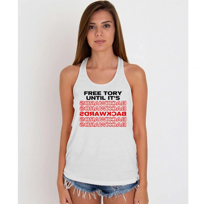 Free Tory Until ItS Backwards Women's Knotted Racerback Tank