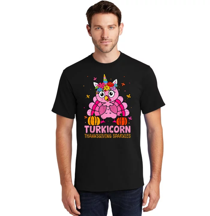 Funny Turkicorn Unicorn Turkey Funny Thanksgiving Girls Tall T-Shirt