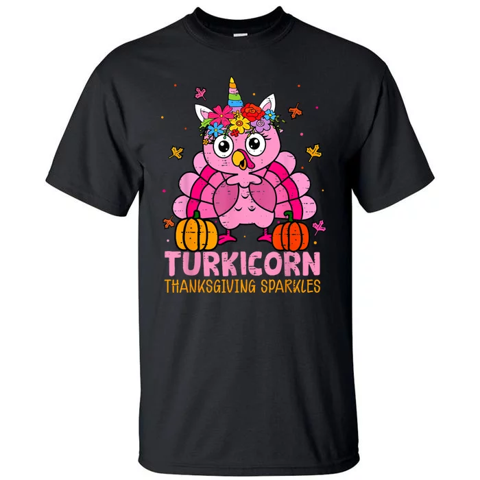 Funny Turkicorn Unicorn Turkey Funny Thanksgiving Girls Tall T-Shirt