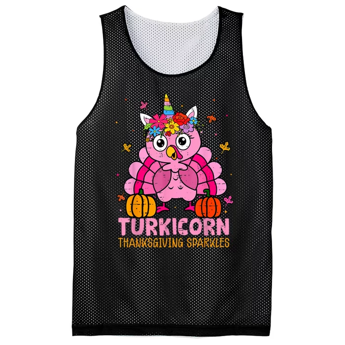 Funny Turkicorn Unicorn Turkey Funny Thanksgiving Girls Mesh Reversible Basketball Jersey Tank