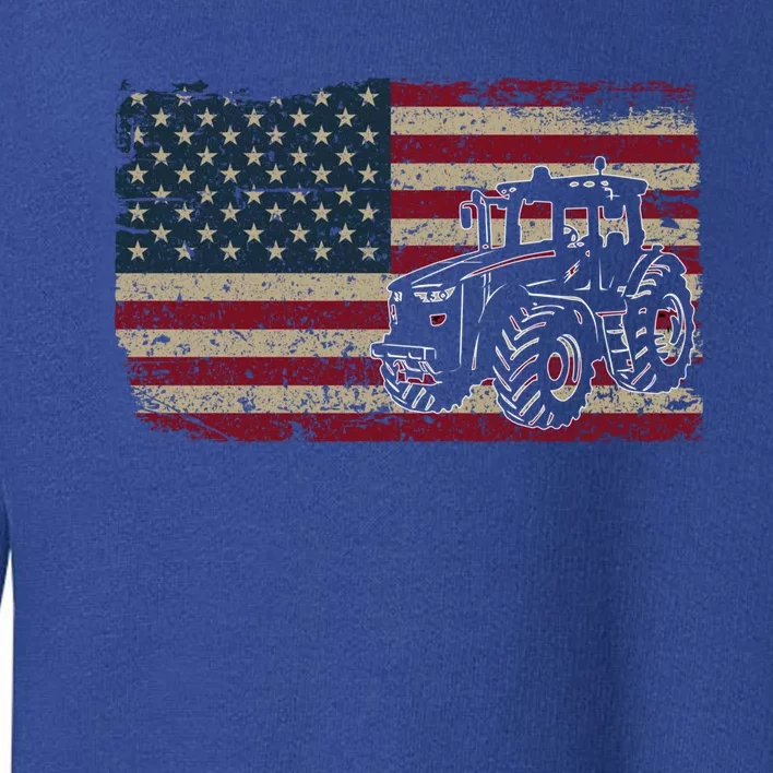 Farm Tractors Usa Flag Patriotic Farming Gift Toddler Sweatshirt