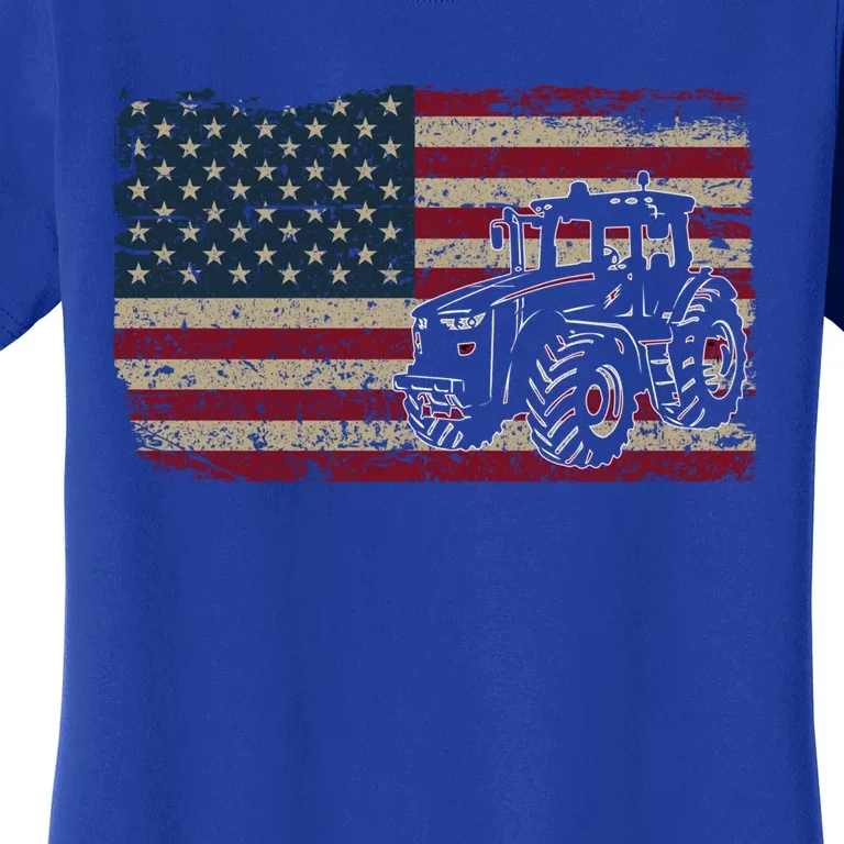 Farm Tractors Usa Flag Patriotic Farming Gift Women's T-Shirt