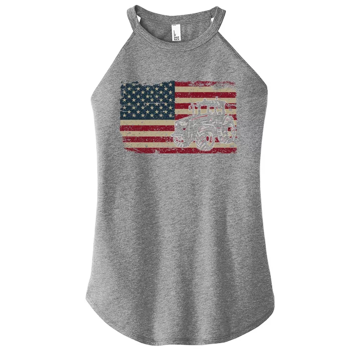 Farm Tractors Usa Flag Patriotic Farming Gift Women’s Perfect Tri Rocker Tank