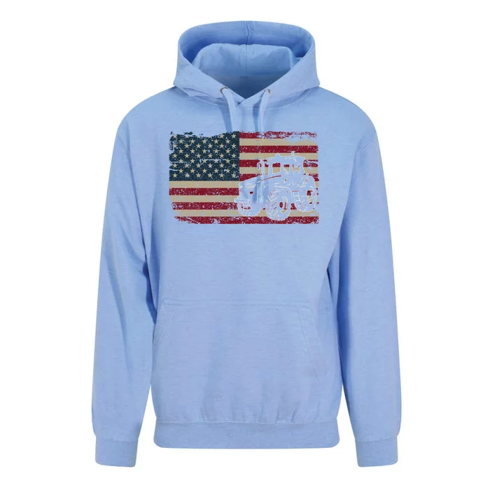 Farm Tractors Usa Flag Patriotic Farming Gift Unisex Surf Hoodie