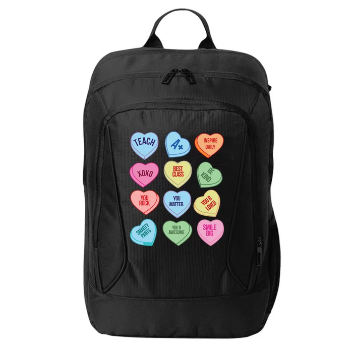 Funny Teacher Valentines Day Teach Heart Candy City Backpack