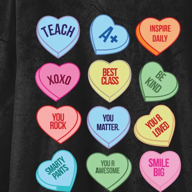 Funny Teacher Valentines Day Teach Heart Candy Hooded Wearable Blanket