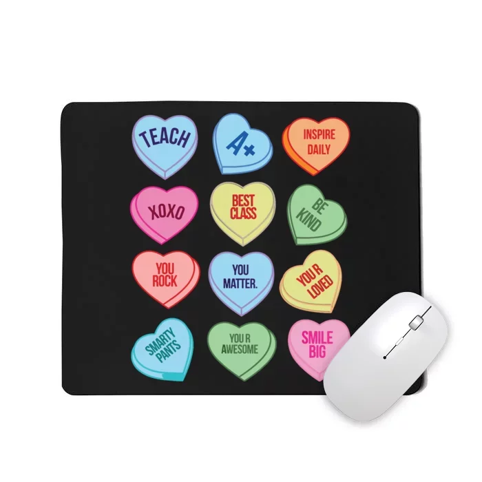 Funny Teacher Valentines Day Teach Heart Candy Mousepad