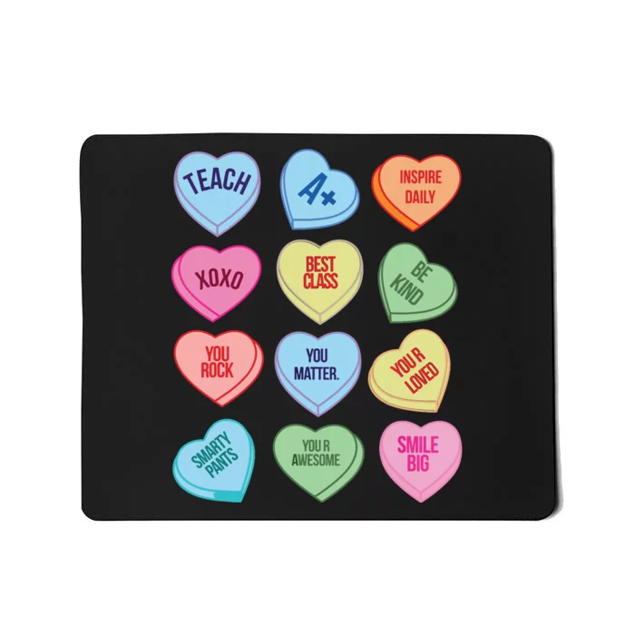 Funny Teacher Valentines Day Teach Heart Candy Mousepad