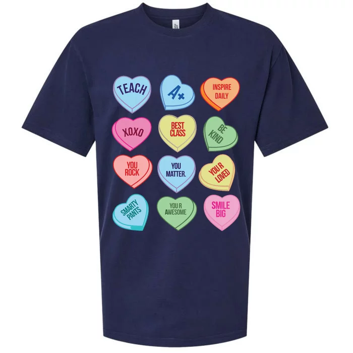 Funny Teacher Valentines Day Teach Heart Candy Sueded Cloud Jersey T-Shirt