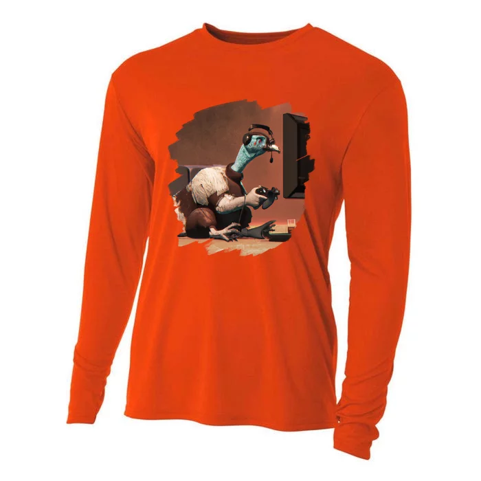 Funny Turkey Video Game Gamer Thanksgiving Turkey Gift Cooling Performance Long Sleeve Crew