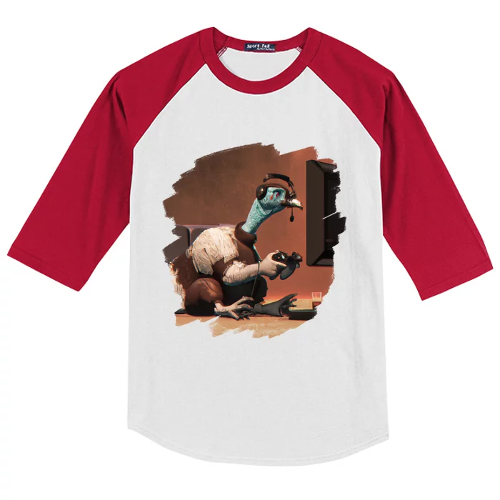 Funny Turkey Video Game Gamer Thanksgiving Turkey Gift Kids Colorblock Raglan Jersey