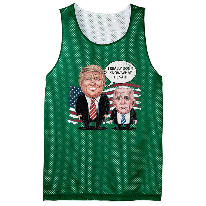 Funny Trump Vs Biden I Really DonT Know What He Said Mesh Reversible Basketball Jersey Tank