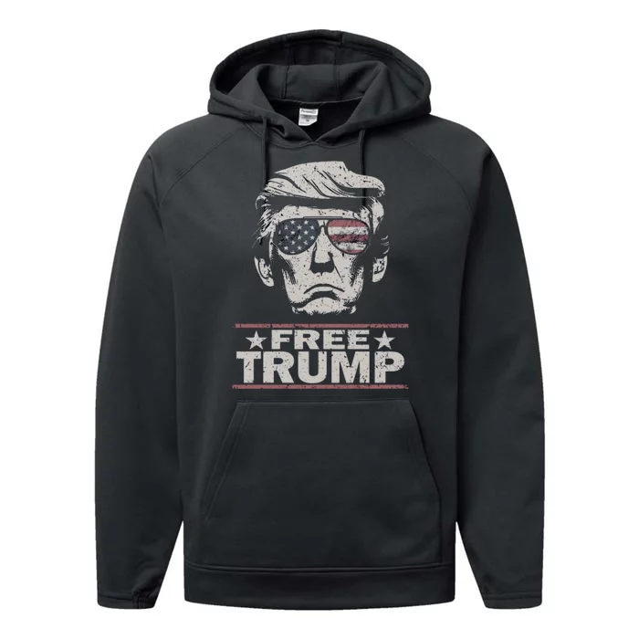 Free Trump Vintage Pro Donald Performance Fleece Hoodie