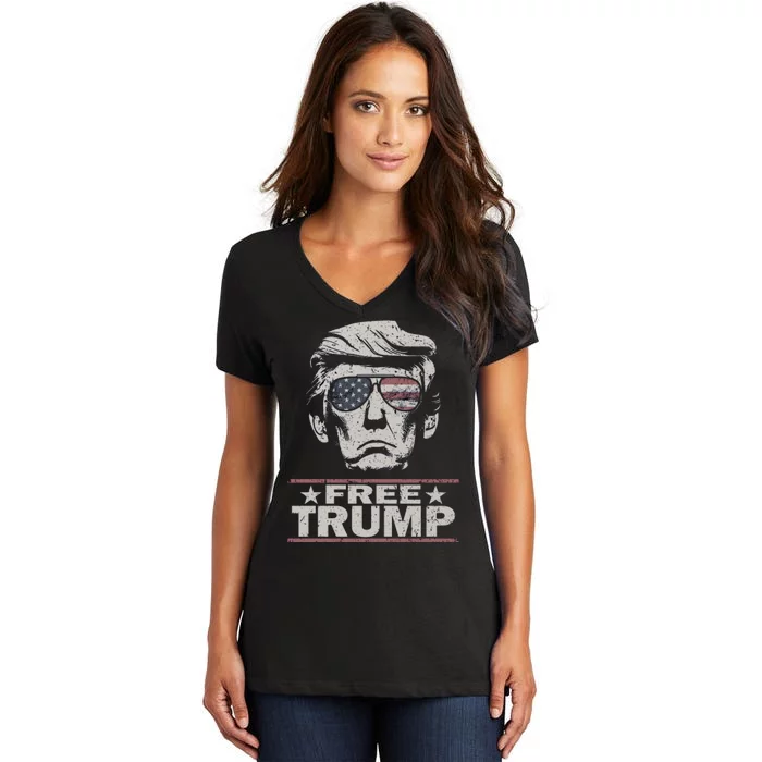 Free Trump Vintage Pro Donald Women's V-Neck T-Shirt