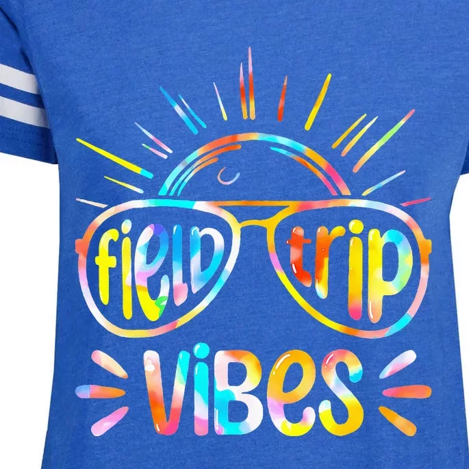 Field Trip Vibes Sunglasses Tie Dye Field Day Teachers Enza Ladies Jersey Football T-Shirt