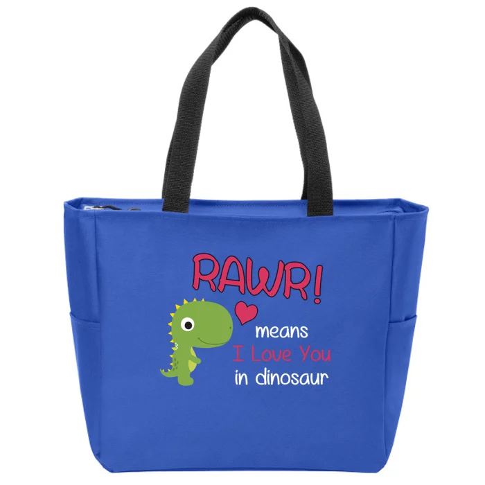 Funny Trex Valentines Day Rawr Means I Love You In Dinosaur Gift Zip Tote Bag