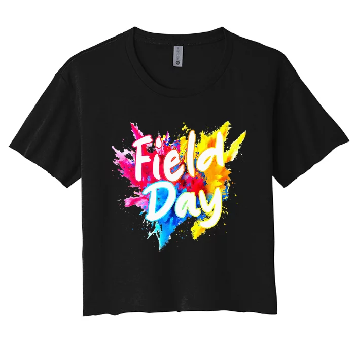 Field Trip Vibes Field Day Fun Day Colorful Teacher Student Women's Crop Top Tee